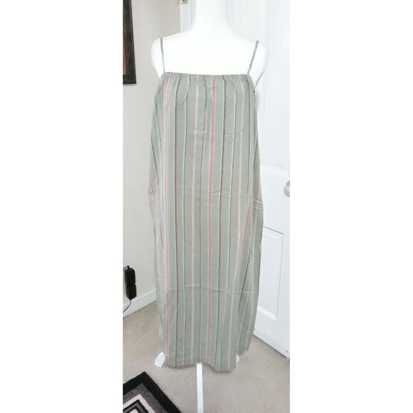 Women's Easy Linen Blend Striped Strappy Dress (M /8-10) "SAGE GREEN COLOR" ~NEW - Picture 5 of 6